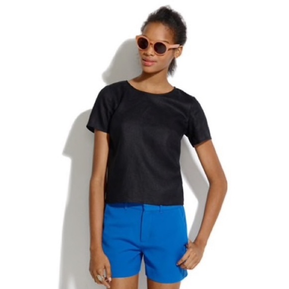 Madewell Scenic View Scallop Hem Linen Top Black - Picture 1 of 5